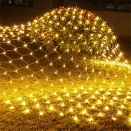 Other Event Party Supplies 2x3/3x3/10x1/6x4M LED Net Mesh Light Christmas Window Curtain String Light Outdoor Fairy Light Garland for Wedding Holiday Decor 231017