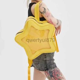 Backpack Style School Bags Yellow Star Backpack PU Leater Soulder Bag Cute Teenage Girl Women Scoolbag Knapsack Spicy Girl Travel Backpackqwertyui879