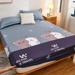 Bedspread KuupPolyester Cartoon Bear Bedding Fitted Sheet Onlyno pillowcase Elastic Band Around Mattress Cover King Size Bed 231017