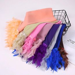 Scarves Feather Design Brand Plain Chiffon Scarf Women Hijab Wrap Solid Colour Shawls Headband Head Muslim Hijabs Scarves/Scarfs