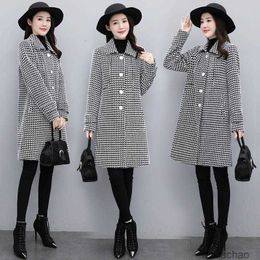 Women's Wool Blends Real s of Style Thousand Bird Check Woolen Coat in Autumn and Winter 2021