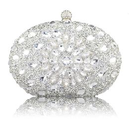 Evening Bags Wedding Diamond Silver Floral Crystal Sling Package Woman Clutch Bag Cell Phone Pocket Matching Wallet Purse Handbags 231017