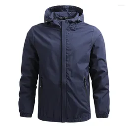 Men's Jackets Hooded Zipper Solid Color Windproof Brand Fashion Casual Spring Autumn Outdoor Streetwear Male Coat M-5XL