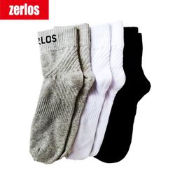 3 pairs lot size 40-43 zerlos brand high quality socks men cotton crew socks black white Grey compression happy mens243f