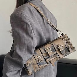 Moto & Bike Multiple Pockets Y2k Bag For Women Luxury Designer Handbags Purses Round Ring Decorate Long Style Shoulder