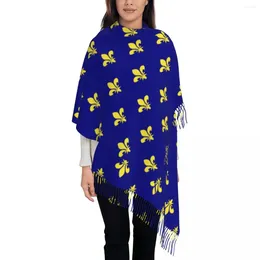 Scarves Womens Scarf With Tassel Fleur De Lys Pattern Large Soft Warm Shawl And Wrap Lis Lily Reversible Pashmina