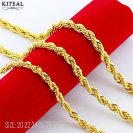 24k Gold Colour Filled 3 4 5 6mm Rope Necklace Chain For Men&Women Bracelet Golden Jewellery Accessories Chokers264a