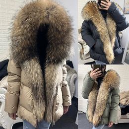 Women s Down Parkas MAOMAOKONG 2023 White Duck Jacket Winter Women Warm Loose Coat Natural Real Fur Collar Thick Luxury Outerwear parkas 231018