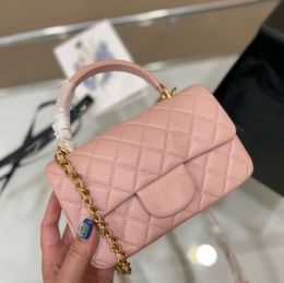 22Ss Hand Flap Bag Classic Top Caviar Grain Cowhide Leather Quilted Plaid Weave Chain Gold Hardware Shoulder Messenger Wholesale Luxury Designer Totes 915ess