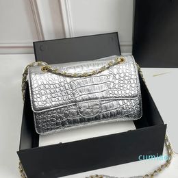 Classic Double Flap Alligator Calfskin Bags Gold/Black/Silver GHW Metal Hardware Matelasse Chain Crossbody Dhoulder Pursde Multi Pochette Handbags 25