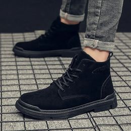 Boots Martin boots men high top 2023 autumn short plus cashmere cotton fashionable British style men's shoes board 231018