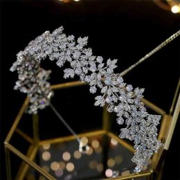 High Quality Crystal Bride Headband Hair Band 100% Zirconia Female Jewelry Wedding Accessories Tiara Crown 2107072583