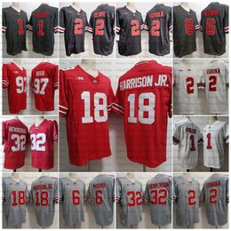 New Style Ohio State Buckeyes Football Jersey 2 Chase Young Justin Fields 18 Marvin Harrison Jr.32 TreVeyon Henderson Egbuka McCord Gray Red Mens Jerseys