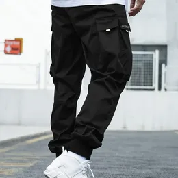 Men's Pants Men Cargo Trousers Stylish With Multiple Pockets Elastic Waist Drawstring For Comfortable Streetwear Style