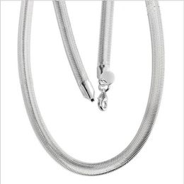 Fashion Plated sterling silver Chains necklace 20INCHS 10MM Flat Snake Necklace DHSN209 925 silver plate Chains jewelry2729