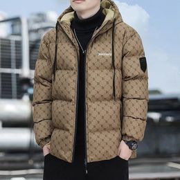 Men's Down Parkas 2023 Winter Warm Thick Men Jacket Casual Hoodie Cotton Solid Color Zipper Korean Style Fitness Fashion Coat 231017