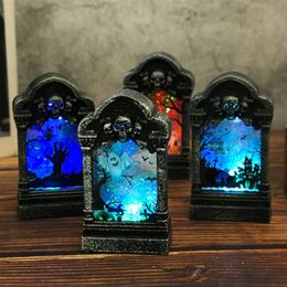 Other Event Party Supplies Mini Tombstone Lights Small LED Lanterns for Indoor Outdoor Halloween Decoration Ghost House Home Decor Battery Powered B03E 231017