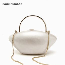 Evening Bags Pearl bead shaped acrylic clutch bag women designer evening party tote box purse 2023 ivory handbag 231017