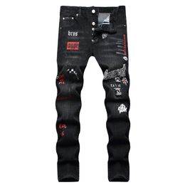 Designer jeans mens pants linen Hip Hop Men Jeans Distressed Ripped Biker Slim Fit Motorcycle Denim For Trousers 38 Styles US Size LZEO