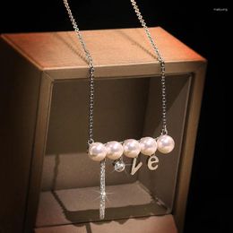 Pendant Necklaces Accessories LOVE Letter Pearl Necklace Women's Baroque French Collar Chain Ins Fashion Daily Couple Gift