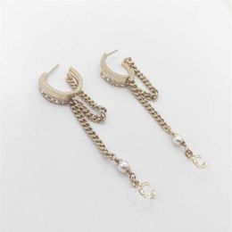 2022 Top quality Charm drop earring with diamond and nature shell beads in 18k gold plated have box stamp PS7132A325j