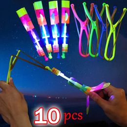 Led Rave Toy Colorful Luminous Light Toys Kids Children Rubber Band Catapult Rocket Games LED Lighting Up Elastic Quickly Fast Flying 231018