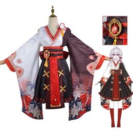 Genshin Impact Kaedehara Kazuha Cosplay Costume Genshin Kazuha Female Cosplay Lolita Girl Kimono Dress Suitscosplay