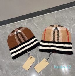Mens Women Designer Winter Warm Plaid Knitted Hats Cold-proof Classic High Quality Stretch Hat