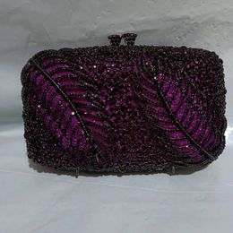 Evening Bag Purple Stones Bags and Clutches Female Handbags Wedding Party Minaudiere Purse 231017