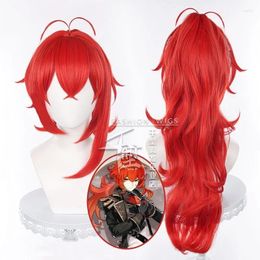 Party Supplies ! Games Genshin Impact Diluc Cosplay Wig High Ponytail Red Manga Anime Heat Resistant Synthetic Wigs