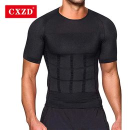 Waist Tummy Shaper CXZD Men Compression Seamless Slimming Vest Waist Trainer Tank Top Control Tummy Hide Man Chest Fat Shirt 231018