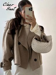 Women's Jacket Wool Blend Casual Loose Lapel Single Breasted Coats Female Vintage High Street Autumn Winter Outerwear 2023 231018