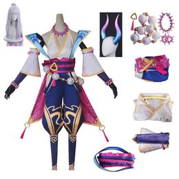 Syndra Spirit Blossom Cosplay Costume Game LOL Syndra Spirit Blossom Dress Women Kimono Hanfu Full Set with Headwearcosplay