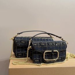 Woollen Crossbody Bag Women Chain Shoulder Messenger Bags Detachable Handle Chain Golden Hardware Winter Flap Handbags Purse