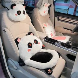 Seat Cushions 2023 New Cartoon Cute Rabbit Plush Four Seasons Universal Soft Seat Cushion Lumbar Support Car Headrest Neck Pillow Car Kits Q231018