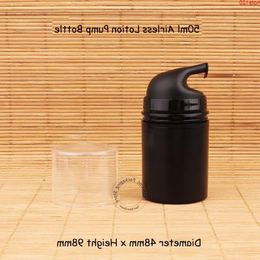 30pcs/Lot New Black Plastic 50ml Airless Pump Lotion Elmusion Bottle 5/3OZ Small Packaging Women Cosmetic Pot 50g Containerhood qty Dfhui