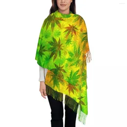 Scarves Rasta Leaves Nature Pattern Scarf For Women Warm Winter Cashmere Shawls And Wrap Leaf Long Large Shawl Daily Wear