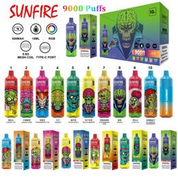 Shenzhen Supplier Original Sunfire 9000 Puffs Disposable Vape Pen 18ml 600mAh Battery E Zigarette Mesh Coil Manufacturer puffs 9000 9k 10k Ecig Vapers EU/USA/Spain
