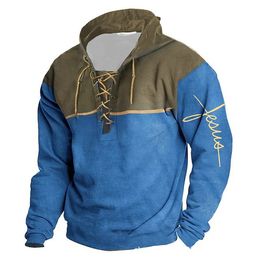 Customised Tees & Polos 021 Blue Colour matching Hoodie Loose Sweater Long sleeved Coat