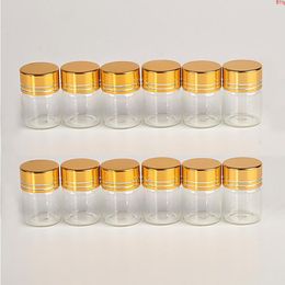 5ml Glass Bottles Aluminium Cap Golden lid Empty Transparent Clear Liquid Gift Container Wishing Jars 50pcsgood qty Ttvpa