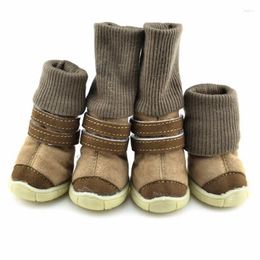 Dog Apparel Winter Pet Shoes Puppy 4Pcs/Set Warm Anti Slip Snow Boots For Small Medium Dogs Cats Thicken Fleece