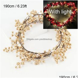 Christmas Decorations 5.9Ft180Cm Red Berry Garland Optional Lighting Gold Sier Artificial Decoration For Year Drop Delivery Home Gar Dhwb8