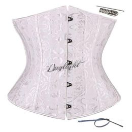 24 Spiral Steel Boned Corset Waist Trainer Waist Training Corsets Underbust Bustier Waist Cincher Shapewear Black White XS-6XL270J