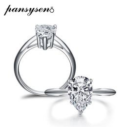 Cluster Rings PANSYSEN Pear Shape 7x10MM Diamond Wedding Engagement Ring Pure Silver 925 Jewellery Couple For Women Men Whole229Z