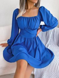 Urban Sexy Dresse Casual Square Collar Long Sleeve Fit And Flare Dress 231018