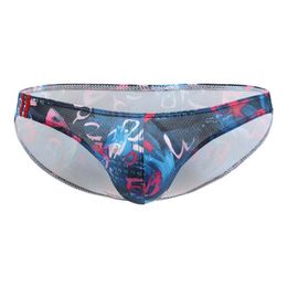 Underpants Enhance Penis Pouch Panties Men Underwear Printed U-Convex Mesh Breathable Moisture-Wicking Briefs Bikini274P