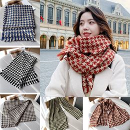 2023 Fashion Houndstooth Acrylic Thickened Scarf For Women Winter Warm Scarf Soft Cashmere Feel Womens Warm Scarfs Shawls 5 Colors