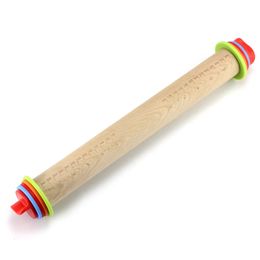 Rolling Pins Pastry Boards 17" Adjustable Rolling Pin with Thickness Rings for Baking Cookies Dough Fondant Pastries Pancake Pizza Pie Pasta 231018