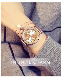 Wristwatches 2023 Fashion Big Dial Women Watches Super Beauty Lady Six-pin Casual Crystal Dress Watch Female Rose Gold