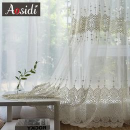 Curtain Hall Luxury Tulle Sheer Curtains For Living Room Bedroom Volie Embroidered Curtains for Windows Door Drapes Cortinas Para Sala 231018